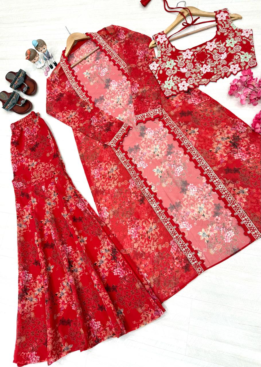Bollywood Indo-Western Koti, Plazzo & Blouse Collection
