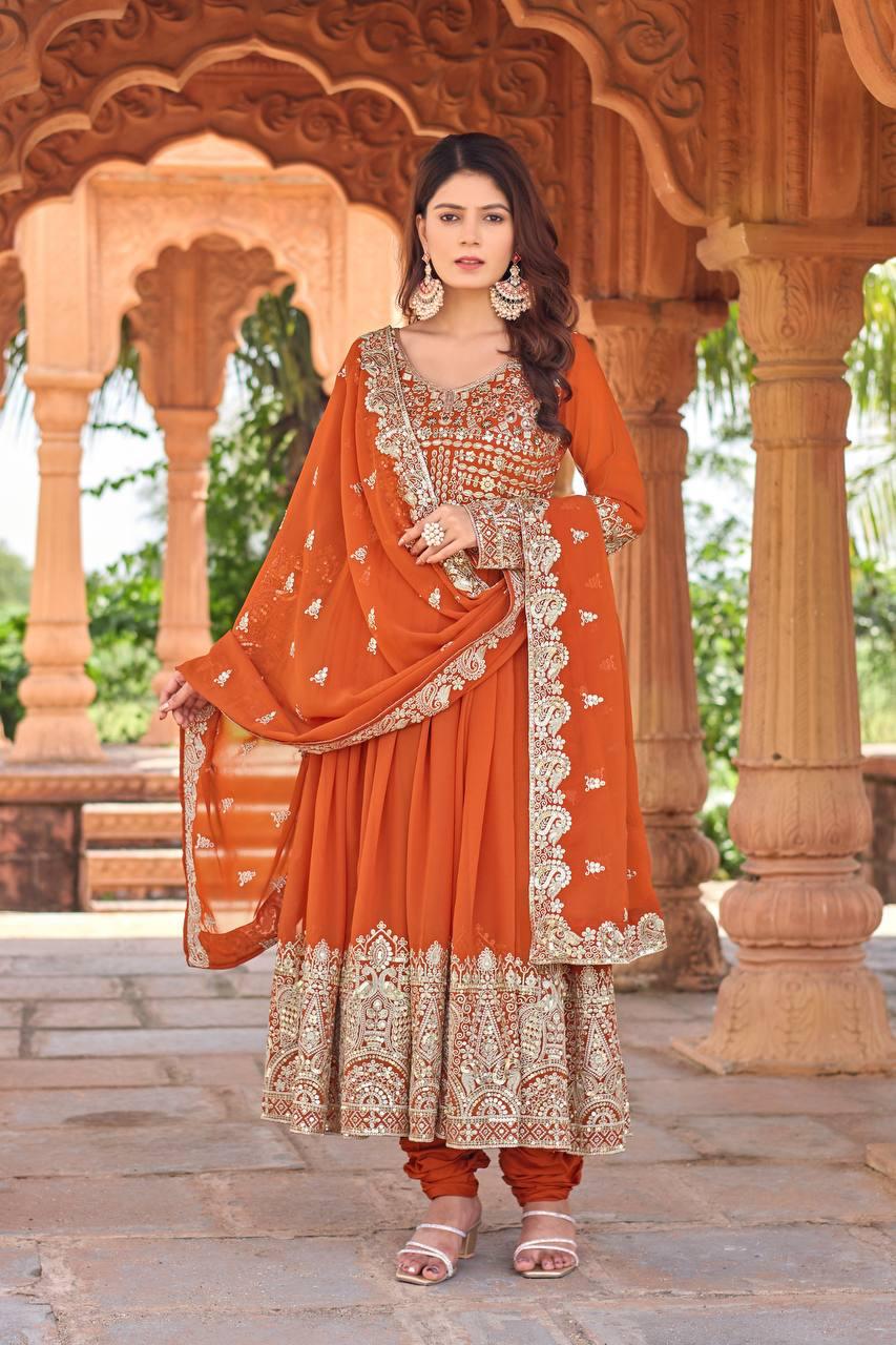 Heavy Faux Georgette Anarkali Gown Set