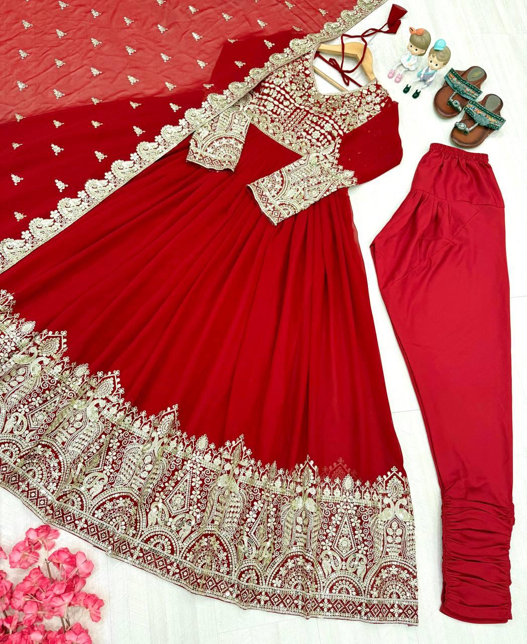 Heavy Faux Georgette Anarkali Gown Set