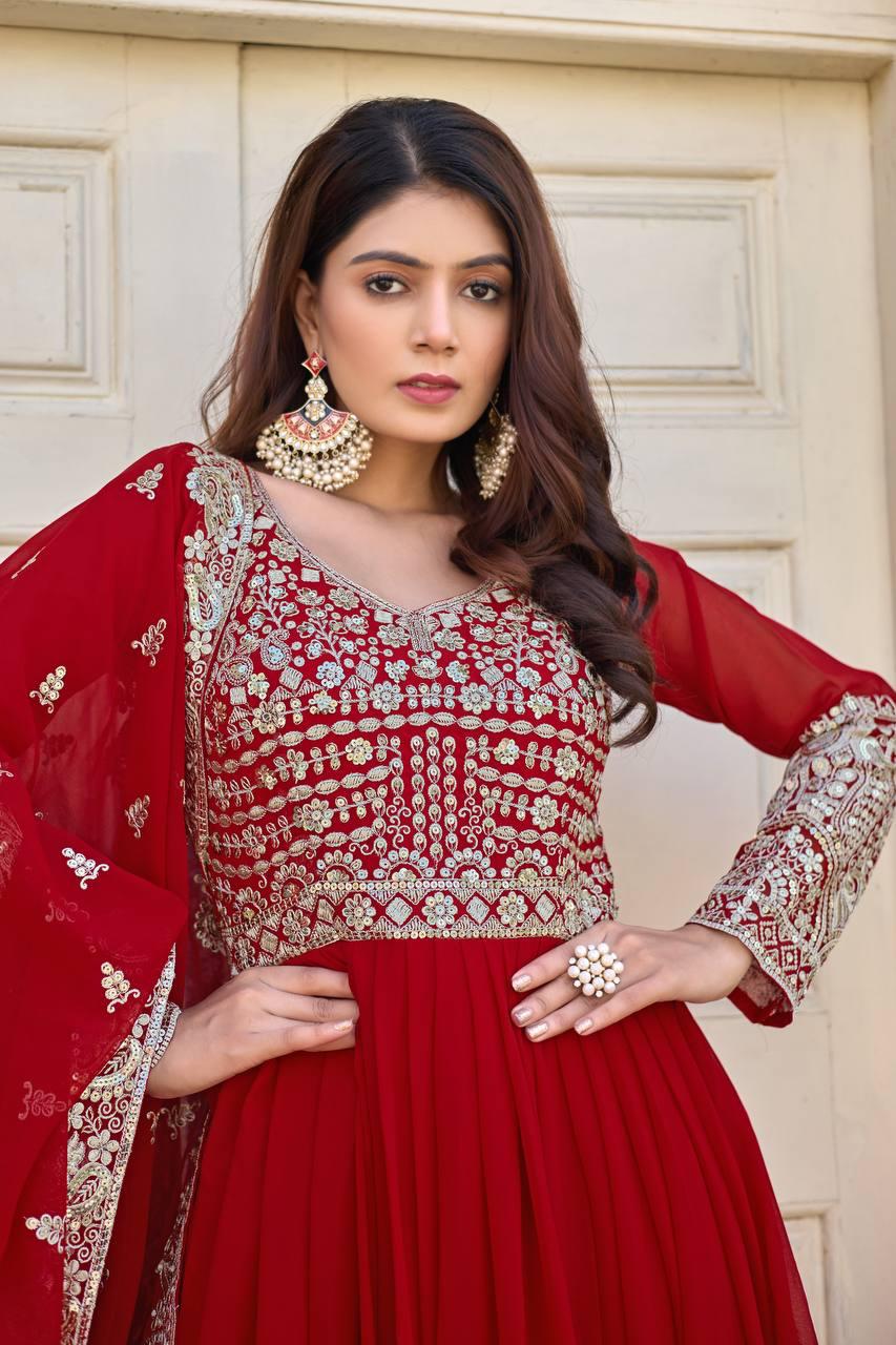 Heavy Faux Georgette Anarkali Gown Set