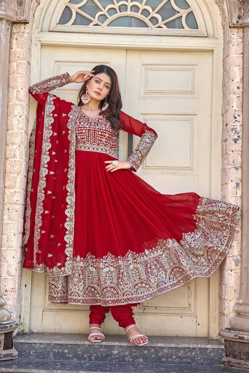 Heavy Faux Georgette Anarkali Gown Set