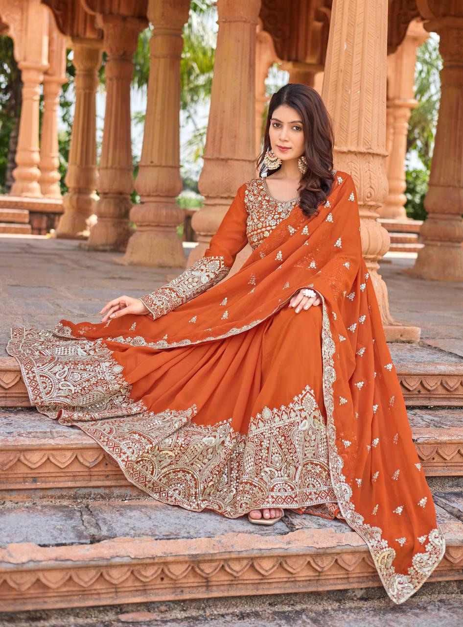 Heavy Faux Georgette Anarkali Gown Set