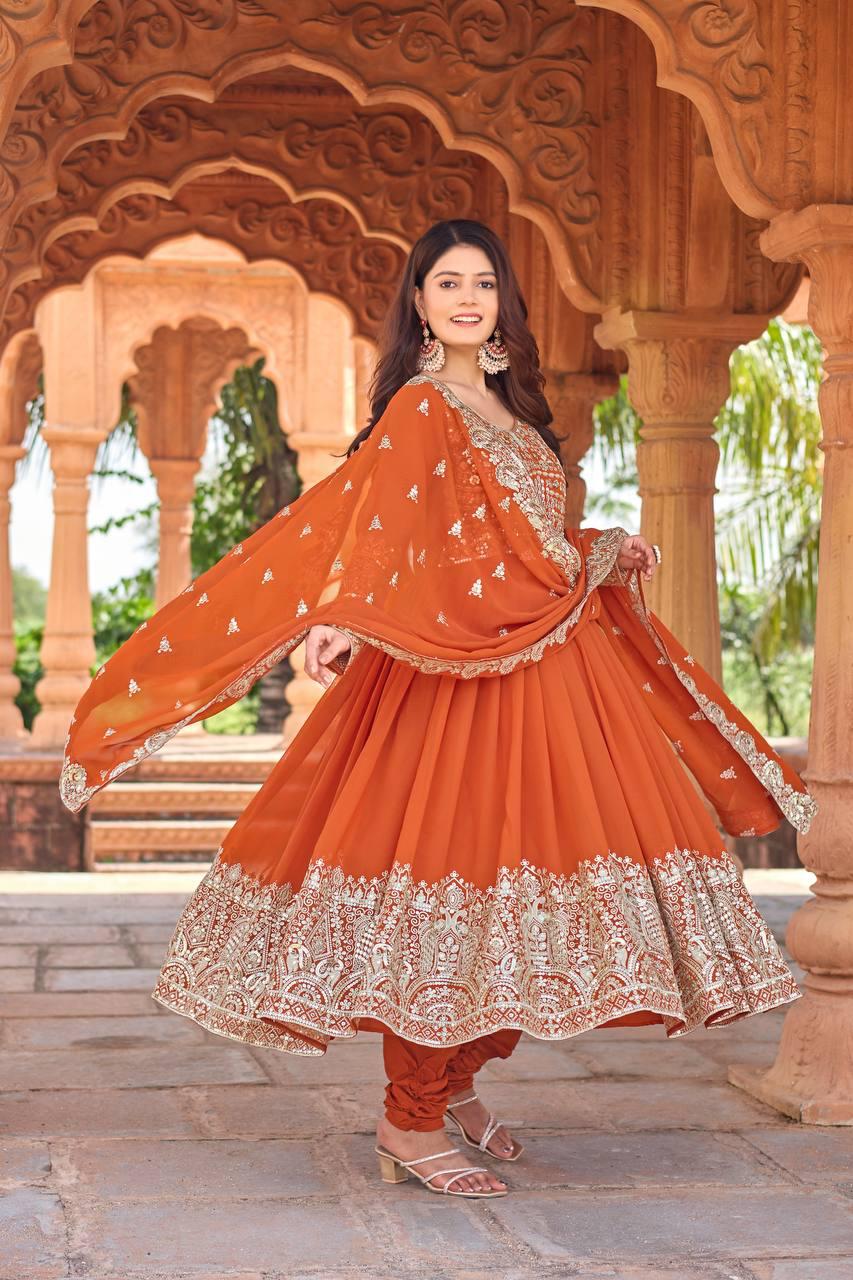 Heavy Faux Georgette Anarkali Gown Set