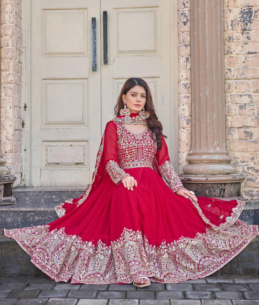 Heavy Faux Georgette Anarkali Gown Set