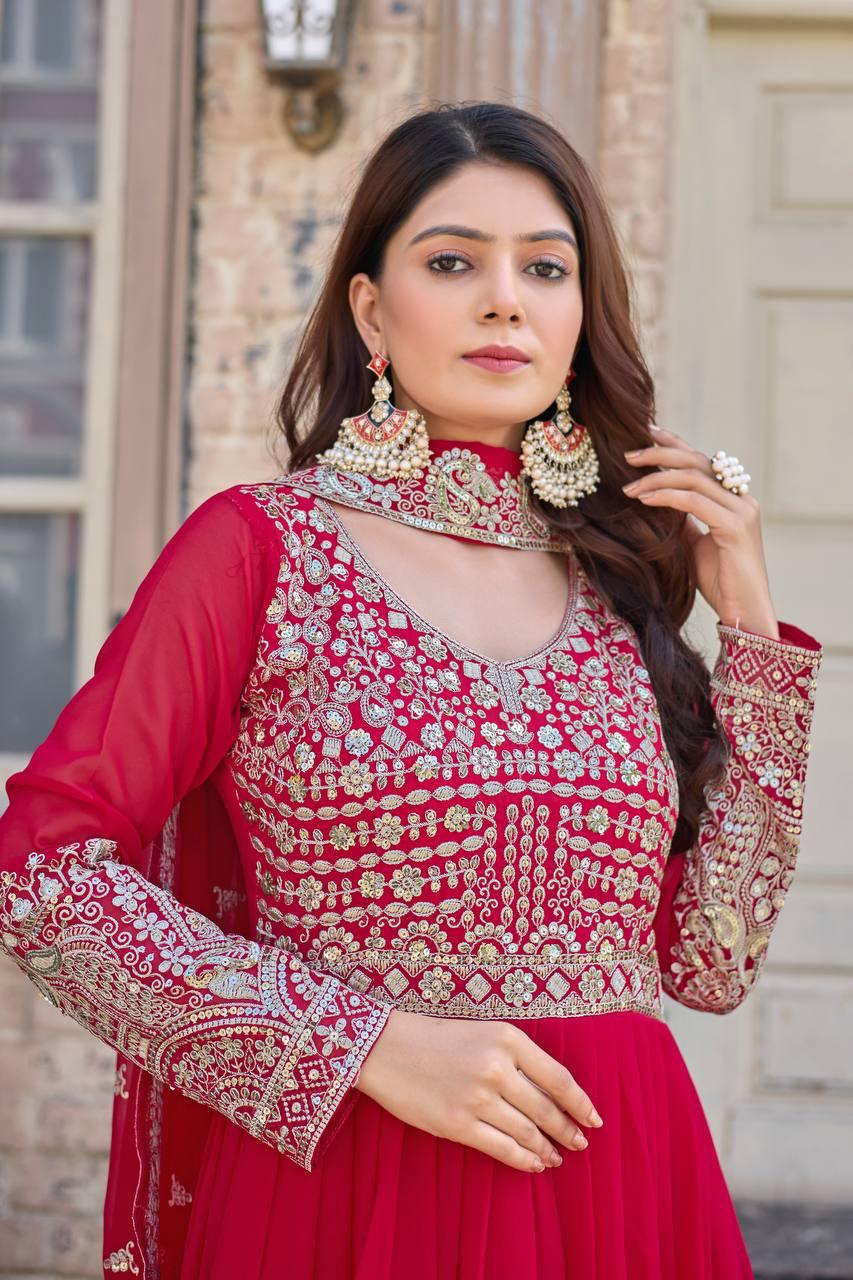 Heavy Faux Georgette Anarkali Gown Set