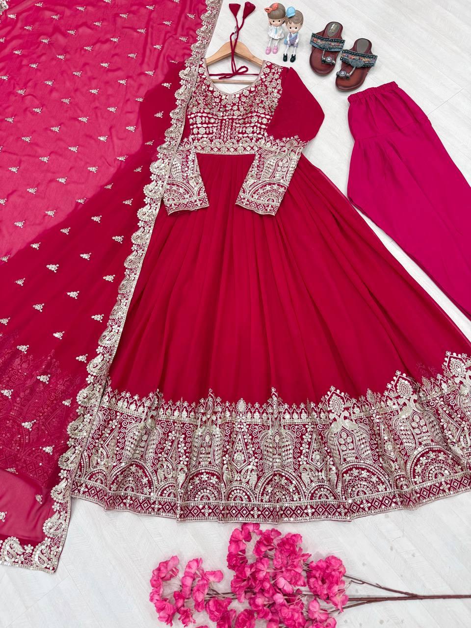 Heavy Faux Georgette Anarkali Gown Set