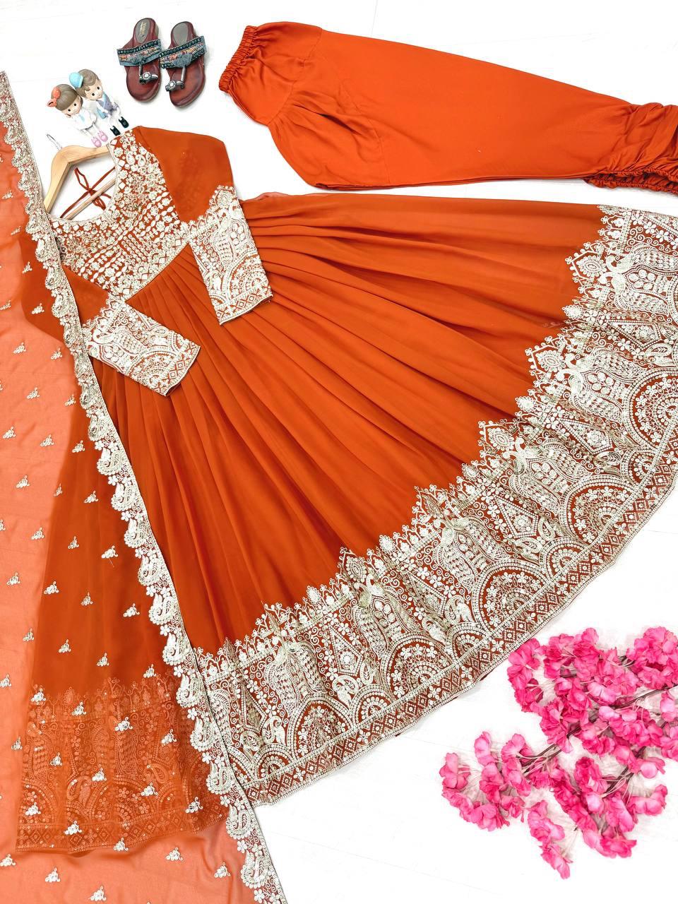 Heavy Faux Georgette Anarkali Gown Set