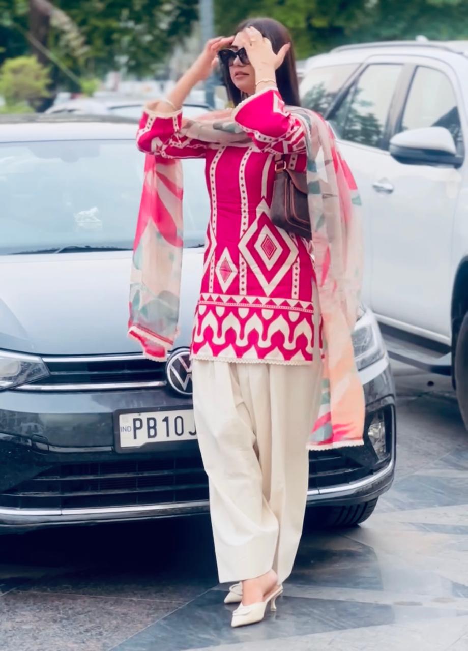 Pure Natural Crepe Top & Plazzo Co-ords Set