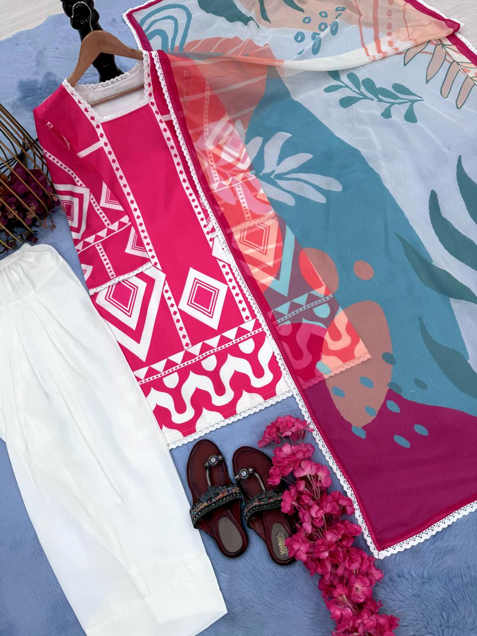 Pure Natural Crepe Top & Plazzo Co-ords Set