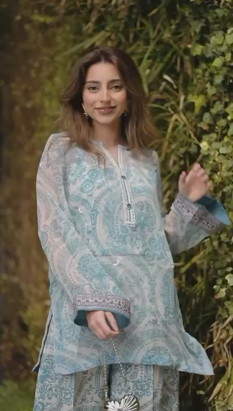 Pari Designer Party wear top with farshi plazo and dupatta set for woman