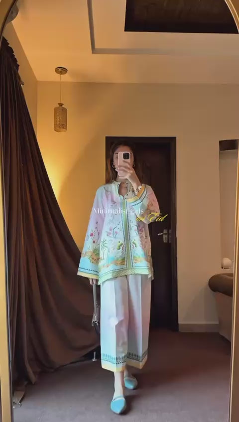 Pure Natural Crepe Top &amp; Plazzo Co-ords Set